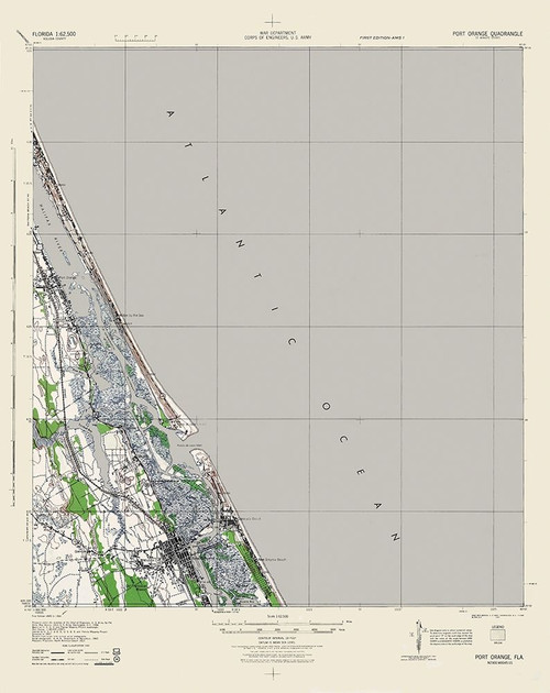 Port Orange Florida Quad - USGS 1944 Poster Print by USGS USGS # FLPO0001