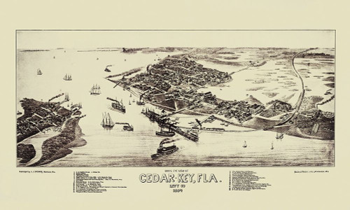 Cedar Key Florida - Stoner 1884 Poster Print by Stoner Stoner # FLCE0001