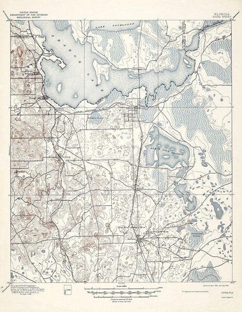 Citra Florida Sheet - USGS 1895 Poster Print by USGS USGS # FLCI0001