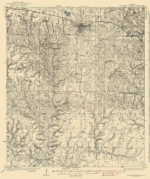 De Funiak Springs Florida Quad - USGS 1938 Poster Print by USGS USGS # FLDE0001
