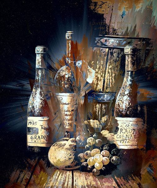 Vintage Wine I Poster Print by Ronald Bolokofsky # FAS2290