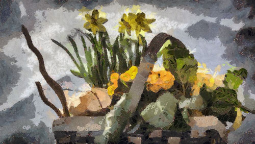 Flower Basket V Poster Print by Ronald Bolokofsky # FAS2269