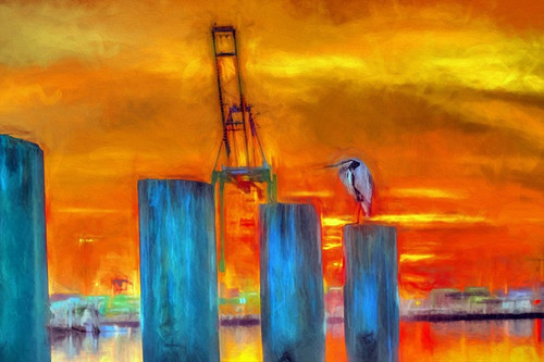 Harbor Sunset Poster Print by Ronald Bolokofsky # FAS2170