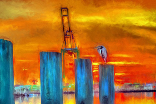 Harbor Sunset Poster Print by Ronald Bolokofsky # FAS2170
