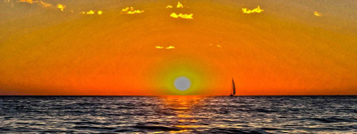 Sailing Into the Sunset Poster Print by Ronald Bolokofsky # FAS2249