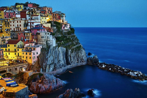 Evening In Manarola Poster Print by Ronald Bolokofsky # FAS2198