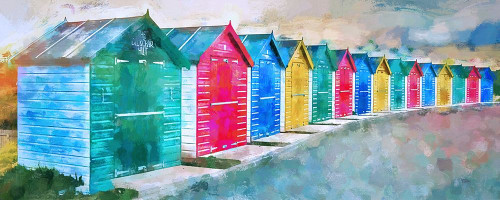 Beach Huts Poster Print by Ronald Bolokofsky # FAS2183