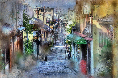 Osaka Street Poster Print by Ronald Bolokofsky # FAS2115