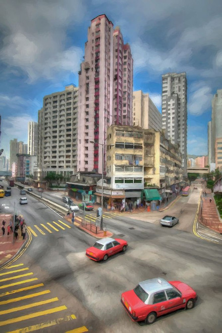 Hong Kong Taxis Poster Print by Ronald Bolokofsky # FAS2093