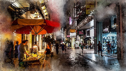 Night Shopping Poster Print by Ronald Bolokofsky # FAS2111