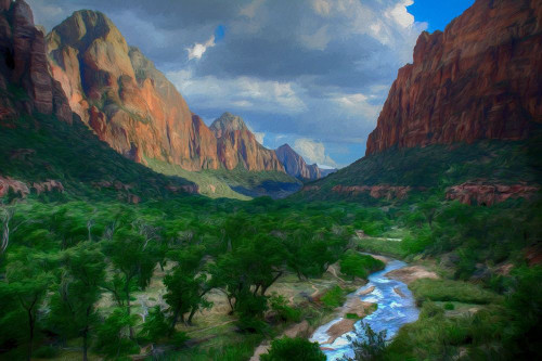 The River Runs Blue Poster Print by Ronald Bolokofsky # FAS2028