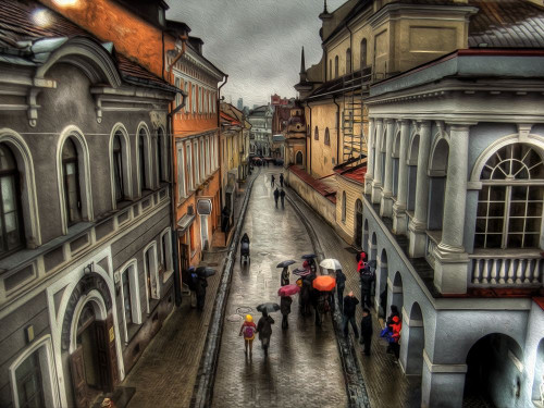 Rainy Streets of Vienna Poster Print by Ronald Bolokofsky # FAS2127