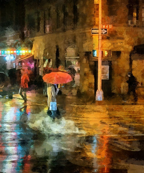 Red Umbrella Poster Print by Ronald Bolokofsky # FAS2129