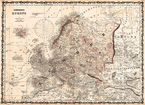 1862 Johnson Vintage Map of Europe Poster Print by Johnson Johnson # FAS2048