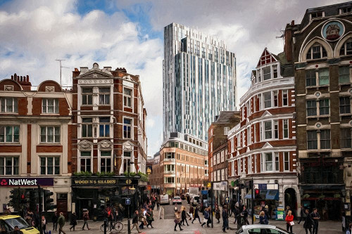 London Street Shops Poster Print by Ronald Bolokofsky # FAS2099