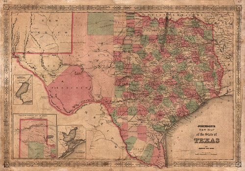 1866 Johnson Map of Texas  Poster Print by Johnson Johnson # FAS2052