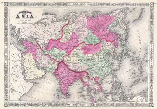 1867 Johnson Map of Asia Poster Print by Johnson Johnson # FAS2058