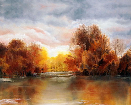 Golden Pond Poster Print by Ronald Bolokofsky # FAS1932