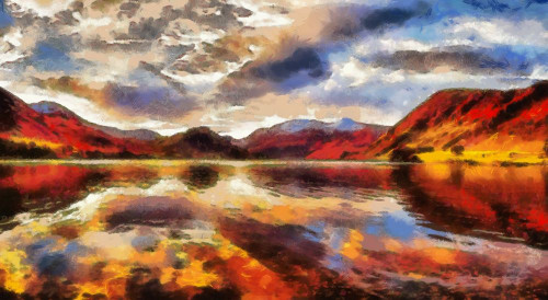 Bierstadt Sunrise Poster Print by Ronald Bolokofsky # FAS1965