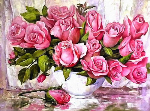 Fresh Pink Roses Poster Print by Ronald Bolokofsky # FAS1848