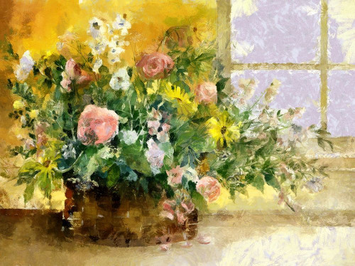 Basket of Flowers II Poster Print by Ronald Bolokofsky # FAS1850