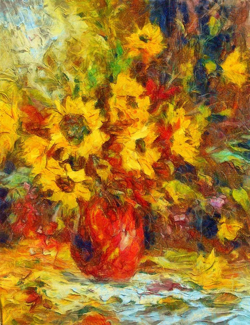 Sunflower Bouquet Poster Print by Ronald Bolokofsky # FAS1863