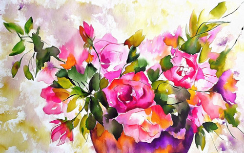 Potted Roses Poster Print by Ronald Bolokofsky # FAS1789