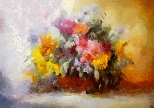 Basket of Flowers III Poster Print by Ronald Bolokofsky # FAS1861