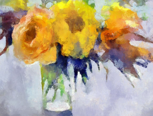 Yellow Flowers Poster Print by Ronald Bolokofsky # FAS1813