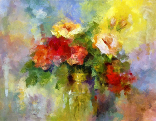 Jug of Flowers I Poster Print by Ronald Bolokofsky # FAS1836
