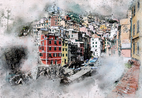 Riomaggiore Poster Print by Ronald Bolokofsky # FAS1488