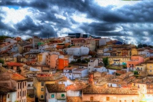 Village Along the Hillside Poster Print by Ronald Bolokofsky # FAS1510