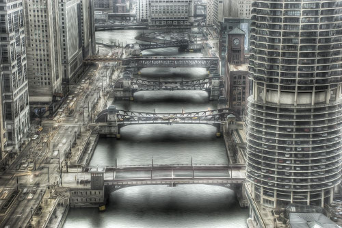 Chicago Bridges  Poster Print by Ronald Bolokofsky # FAS1441
