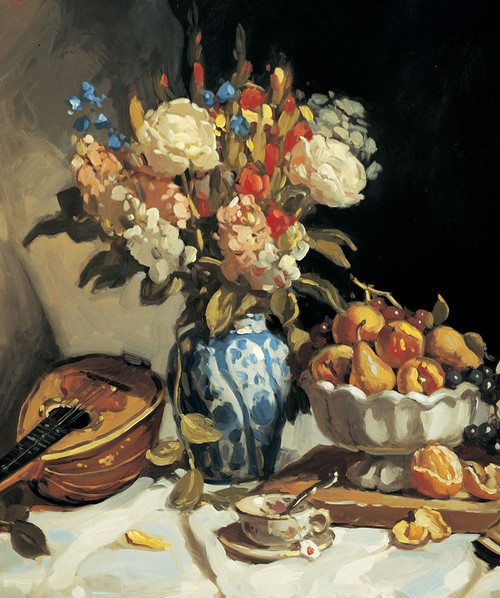 Blue Vase and Mandolin Poster Print by Unknown Unknown # F101621
