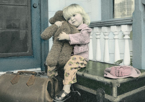 Girl and Teddy Poster Print by Unknown Unknown # F101629