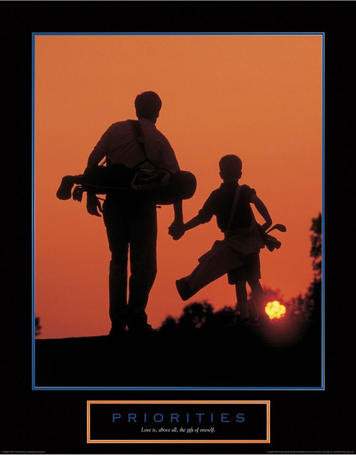 Priorities - Father and Son Golfing Poster Print by Unknown Unknown # F101806