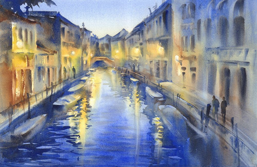 Night Lights on Venetian Canal Poster Print by Egle Lipeikaite # FAF1651