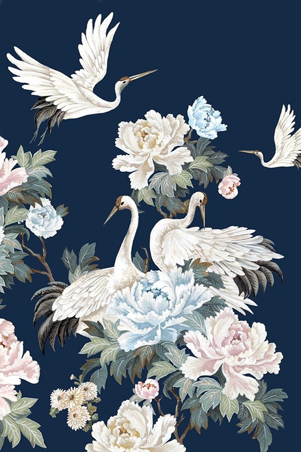 Pearly White Cranes II Poster Print by Eva Watts # EW510A