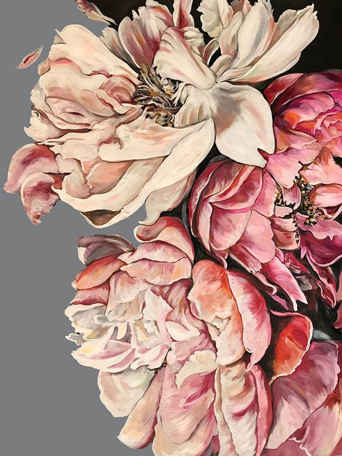Peonies with Grey Poster Print by Emma Catherine Debs # ECRC004B