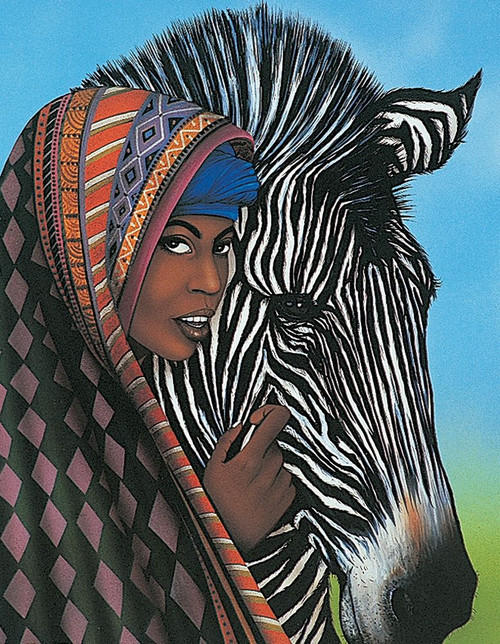 Woman and Zebra Poster Print by Unknown Unknown # DP560