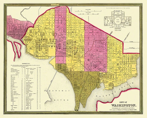 Washington DC Washington DC - Mitchell 1846 Poster Print by Mitchell Mitchell # DCWA0001