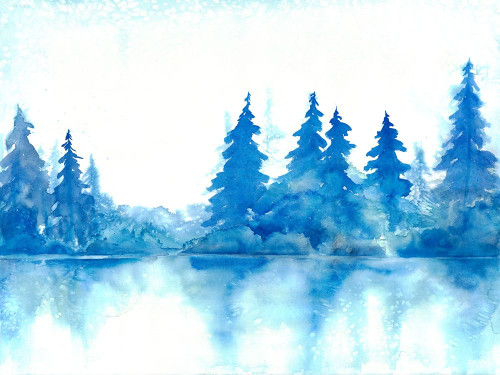 Blue Forest Poster Print by Doris Charest # DCRC024A