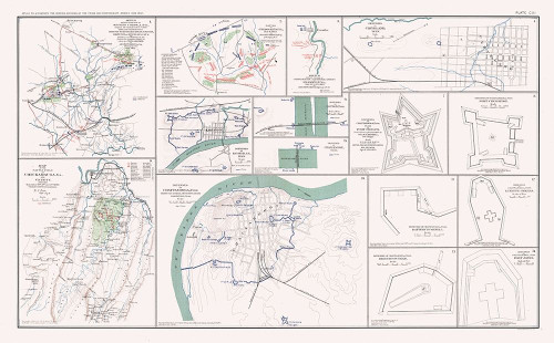 Key Forts Defenses of South - Bien 1894 Poster Print by Bien Bien # CWUS0052