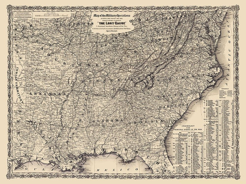 Military Operations Lost Cause 1861 to 1865 Poster Print by Colton Colton # CWUS0005