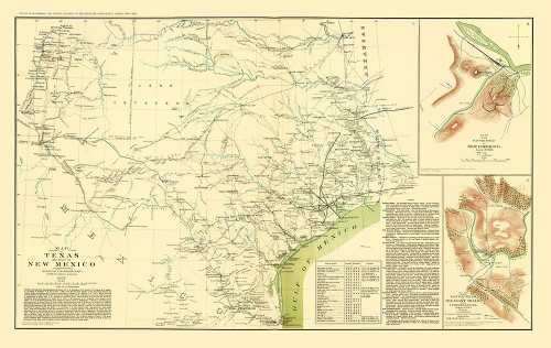 Texas Part of New Mexico - US Army Corps 1857 Poster Print by US Army Corps US Army Corps # CWTX0001