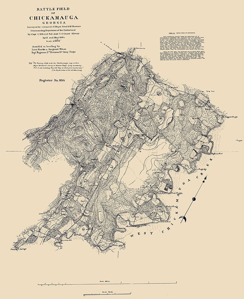 Battlefield of Chickamauga Georgia - Thomas 1864 Poster Print by Thomas Thomas # CWGA0013