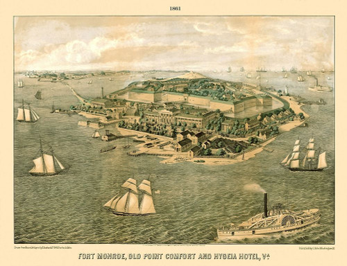 Fort Monroe Old Point Comfort Hygeia Virginia Poster Print by Sachse Sachse # CWFO0001