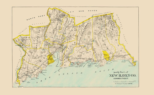 New Haven  South Connecticut - Hurd 1893 Poster Print by Hurd Hurd # CTNH0002