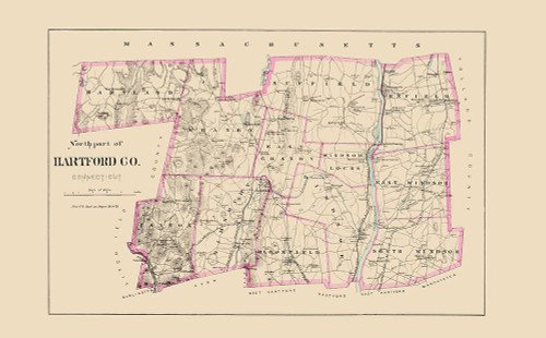 Hartford  North Connecticut - Hurd 1893 Poster Print by Hurd Hurd # CTNO0001