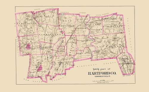 Hartford  South Connecticut - Hurd 1893 Poster Print by Hurd Hurd # CTSO0001